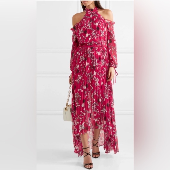 Dresses & Skirts - NWT Self-Portrait Red Floral Cold Shoulder Maxi Dress Hi-Low $784 Romantic Small